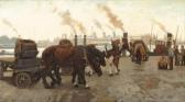 OVERBEEK van Gijsbertus Johannes A Horse-drawn Carriage Along The Maas, Rotterdam OVERBEEK van Gijsbertus Johannes A Horse-drawn Carriage Along The Maas, Rotterdam