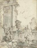 PANINI Giovanni Paolo Antique Ruins With A Soldier And Other Figures PANINI Giovanni Paolo Antique Ruins With A Soldier And Other Figures