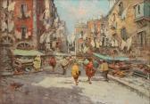 PANZA Giovanni Road With Market In Naples PANZA Giovanni Road With Market In Naples