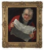 PARKER Henry Perlee Portrait Of A Chelsea Pensioner Reading The Naval And Military Gazette PARKER Henry Perlee Portrait Of A Chelsea Pensioner Reading The Naval And Military Gazette