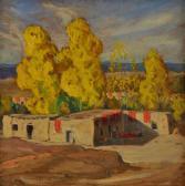 PARSONS Sheldon Adobe House With Yellow Tress PARSONS Sheldon Adobe House With Yellow Tress