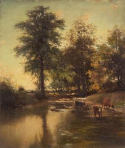 Arthur B. Parton - Landscape With Cows In Stream