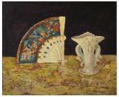 PASQUAROSA Marcelli Bertoletti Ventaglio E Vaso Con Fondo Nero PASQUAROSA Marcelli Bertoletti Ventaglio E Vaso Con Fondo Nero