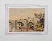 PASQUIER Jean Erick A Boat Approaching A Bridge Carrying A Loaded Wagon PASQUIER Jean Erick A Boat Approaching A Bridge Carrying A Loaded Wagon