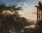 PATEL Antoine Personnages Descendant L'escalier D'un Palais Dans Un Paysage Classique, Le Long D'une Rivière PATEL Antoine Personnages Descendant L'escalier D'un Palais Dans Un Paysage Classique, Le Long D'une Rivière
