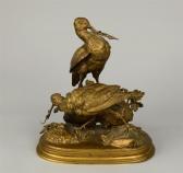 PAUTROT Ferdinand Pair Of Feeding Shore Birds PAUTROT Ferdinand Pair Of Feeding Shore Birds
