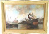 PAUWELS Henri Jozef An Industrial Antwerp Harbor Scene PAUWELS Henri Jozef An Industrial Antwerp Harbor Scene