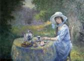 PAUWELS Henri Jozef Lady At Tea In A Garden PAUWELS Henri Jozef Lady At Tea In A Garden