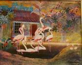 PAYNTER Cathryne Flamingos, House In Background PAYNTER Cathryne Flamingos, House In Background