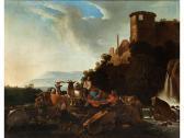 PECCHIO Domenico Landschaft Mit Rastenden Hirten An Einem Wasserfall Unterhalb Einer Burg PECCHIO Domenico Landschaft Mit Rastenden Hirten An Einem Wasserfall Unterhalb Einer Burg