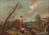 PECCHIO Domenico Paesaggio Fluviale Con Pescatore E Figure PECCHIO Domenico Paesaggio Fluviale Con Pescatore E Figure