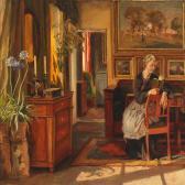 PEDERSEN Viggo C.F.V Interior With The Artist's Wife Reading, Sitting In Their Home PEDERSEN Viggo C.F.V Interior With The Artist's Wife Reading, Sitting In Their Home