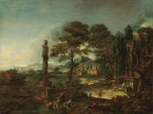 PEDON Bartolomeo Paesaggio Con Animali, Pastori E Lavandaie PEDON Bartolomeo Paesaggio Con Animali, Pastori E Lavandaie