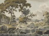 PELHAM Thomas Kent Elegant Figures Resting By A River, Possibly Ivy Bridge,devon PELHAM Thomas Kent Elegant Figures Resting By A River, Possibly Ivy Bridge,devon