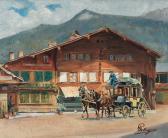 PELLEGRINI Carlo Sommerliche Dorfansicht Mit Kutsche PELLEGRINI Carlo Sommerliche Dorfansicht Mit Kutsche