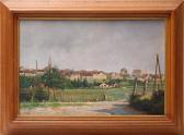 PENCZNER Paul Joseph Blick Auf Eine Stadt Mit Mächtigem Kirchturm Und Großer Fabrikanlage PENCZNER Paul Joseph Blick Auf Eine Stadt Mit Mächtigem Kirchturm Und Großer Fabrikanlage