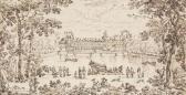 PERELLE Adam Vue De La Cour Des Fontaines Du Château De Fontainbleau Depuis Le Grand Bassin, Une Galère Miniature Au Premier Plan PERELLE Adam Vue De La Cour Des Fontaines Du Château De Fontainbleau Depuis Le Grand Bassin, Une Galère Miniature Au Premier Plan