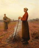 PERRET Aime Peasant Girls In The Fields PERRET Aime Peasant Girls In The Fields