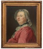 PERRONEAU Jean-Baptiste Portrait Supposé De Mlle De L'epée En Robe Rouge PERRONEAU Jean-Baptiste Portrait Supposé De Mlle De L'epée En Robe Rouge