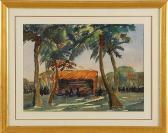 PETERSON Jane Thatched Shed In Palms PETERSON Jane Thatched Shed In Palms