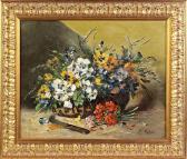 PETIT Eugene Still Life W/flower Basket PETIT Eugene Still Life W/flower Basket