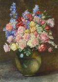 PETIT GLADYS Still Life With Roses In A Glass Vase Signed And Dated 1911-12, Watercolour, 69 X 50cm PETIT GLADYS Still Life With Roses In A Glass Vase Signed And Dated 1911-12, Watercolour, 69 X 50cm