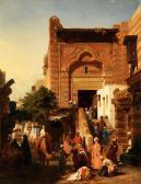 PETITEAU Edmond Orientalische Strassenszene Vor Imposantem Palastbau PETITEAU Edmond Orientalische Strassenszene Vor Imposantem Palastbau