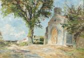 PETITJEAN Edmond Marie Sonniger Platz Vor Einer Kirche. PETITJEAN Edmond Marie Sonniger Platz Vor Einer Kirche.