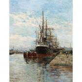 PETITJEAN Edmond Marie Tall Ships In A Harbor PETITJEAN Edmond Marie Tall Ships In A Harbor