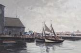 PETLEY Roy Harbour Scene With Grey Sky PETLEY Roy Harbour Scene With Grey Sky
