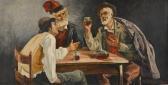 PHILIPPET Leon Trois Hommes Buvant Du Vin PHILIPPET Leon Trois Hommes Buvant Du Vin