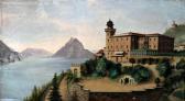 PIANCA Carlo Veduta Del Lago Di Lugano Con La Paension Riviera - Villa Favorita Castagnola PIANCA Carlo Veduta Del Lago Di Lugano Con La Paension Riviera - Villa Favorita Castagnola