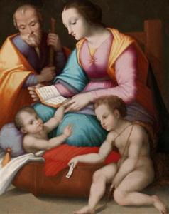 Andrea Piccinelli Il Brescianino - The Holy Family With The Infant Saint John The Baptist