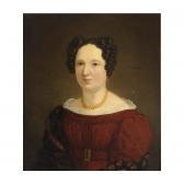 PIENEMAN Nikolaas Portrait Of A Lady Wearing A Red Dress With A Lace Collar PIENEMAN Nikolaas Portrait Of A Lady Wearing A Red Dress With A Lace Collar