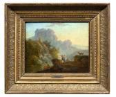 PILLEMENT Jean-Baptiste Felsige Flußlandschaft Mit Rastenden Hirten An Einem Wasserfall. PILLEMENT Jean-Baptiste Felsige Flußlandschaft Mit Rastenden Hirten An Einem Wasserfall.