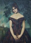 PINAZO MARTINEZ Jose Ignacio Portrait Of The Actress Luisa Puchol PINAZO MARTINEZ Jose Ignacio Portrait Of The Actress Luisa Puchol