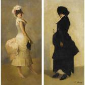 PINEL Gustave Nicolas Elegant Ladies: A Pair PINEL Gustave Nicolas Elegant Ladies: A Pair
