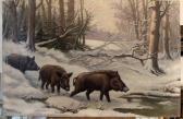 PIRAZZINI Fortune Les Sangliers Dans La Neige PIRAZZINI Fortune Les Sangliers Dans La Neige