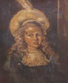 PITCHER Henry Half-length Portrait Of A Scottish Girl Wearing Feathered Hat PITCHER Henry Half-length Portrait Of A Scottish Girl Wearing Feathered Hat