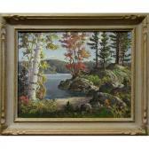 PLANDING Otto Fall Lake Scene Oil On Masonite PLANDING Otto Fall Lake Scene Oil On Masonite