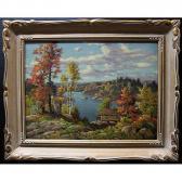 PLANDING Otto Fall Lake Study With Log Cabin PLANDING Otto Fall Lake Study With Log Cabin
