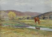 PLASTOV Arkadi A Chestnut Horse Grazing In A Field PLASTOV Arkadi A Chestnut Horse Grazing In A Field