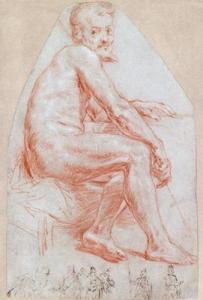 Bernardino Poccetti - A Study Of A Seated Man