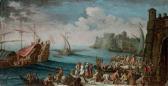 POLI Gherardo A Mediterranean Harbour With Stevedores And Other Figures On The Quay, Men'o-war And Other Shipping Beyond POLI Gherardo A Mediterranean Harbour With Stevedores And Other Figures On The Quay, Men'o-war And Other Shipping Beyond