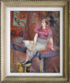 POLIAKOFF GUéORGUIEVITCH Nicolas Modèle Sur Fond Rouge POLIAKOFF GUéORGUIEVITCH Nicolas Modèle Sur Fond Rouge