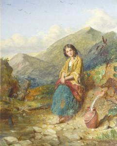 Paul Falconer Poole - R.a., R.i.  "at The Well" Signed And Dated "1850", Also Inscribed With The Title Of The Work, The Artist's Name And The Date On The Mount