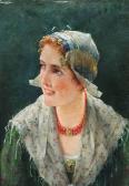 PORTIELJE Edward Antoon Portrait Of A Zeeland Woman PORTIELJE Edward Antoon Portrait Of A Zeeland Woman