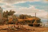 POST Eduard Caspar Italienischeküstenlandschaft Mit Fischerfamilien Am Strand POST Eduard Caspar Italienischeküstenlandschaft Mit Fischerfamilien Am Strand