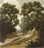 POST Frans Jansz. A Forest With Natives Carrying Baskets On A Path By A Waterfall POST Frans Jansz. A Forest With Natives Carrying Baskets On A Path By A Waterfall