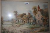 POTTER Ernest T. Thatched Cottages With Chickens On A Track POTTER Ernest T. Thatched Cottages With Chickens On A Track